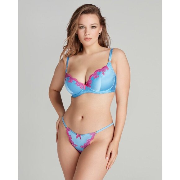 Agent Provocateur Molly Blue Pink Silk Bra 34B NWT $235 - Picture 7 of 16